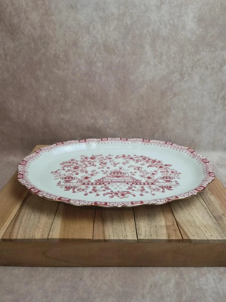 Gran plato ovalado Seltmann Weiden Bavaria Theresia rojo - Porcelana alemana vintage – photo 6